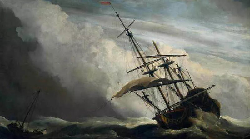 navio em meio a tempestade