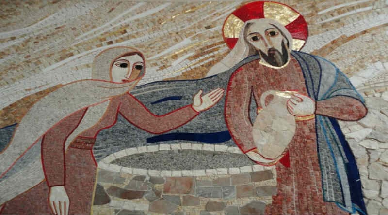 mulher e Jesus junto a um poço