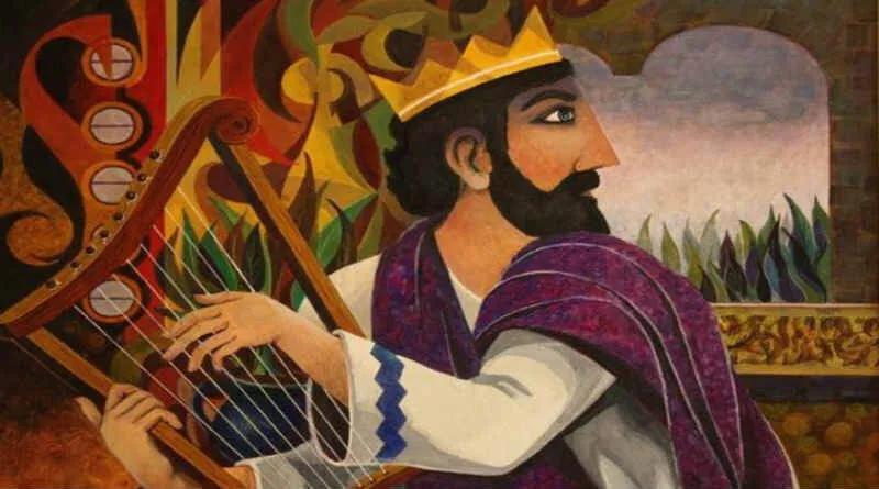 figura de um rei tocando harpa