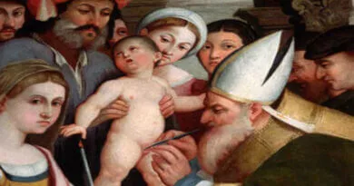 pintura de um sacerdote fazendo a circuncisão de uma criança
