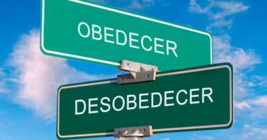duas placas de trânsito com as palavras obedecer e desobedecer