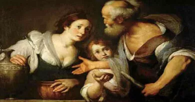 pintura de Elias, a viúva de Sarepta e um menino