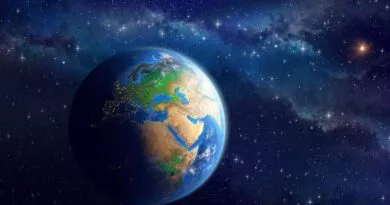 ilustração do planeta terra e estrelas ao fundo
