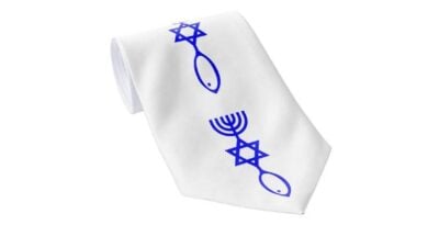 gravata com simbolos do judaimo messianico