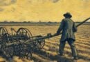 Homem arando campo