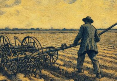 Homem arando campo