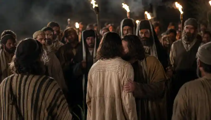 Imagem De Cristo Sendo Trído Por Judas Com Um Beijo