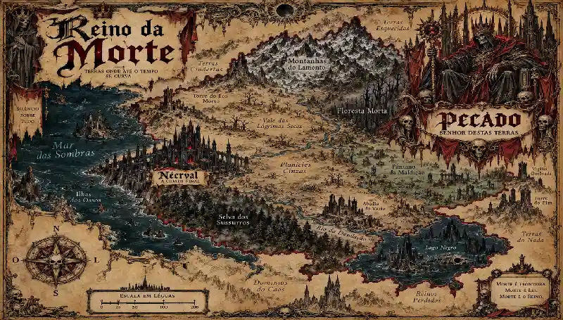 Ilustração De Um Mapa Dos Domínios Da Morte